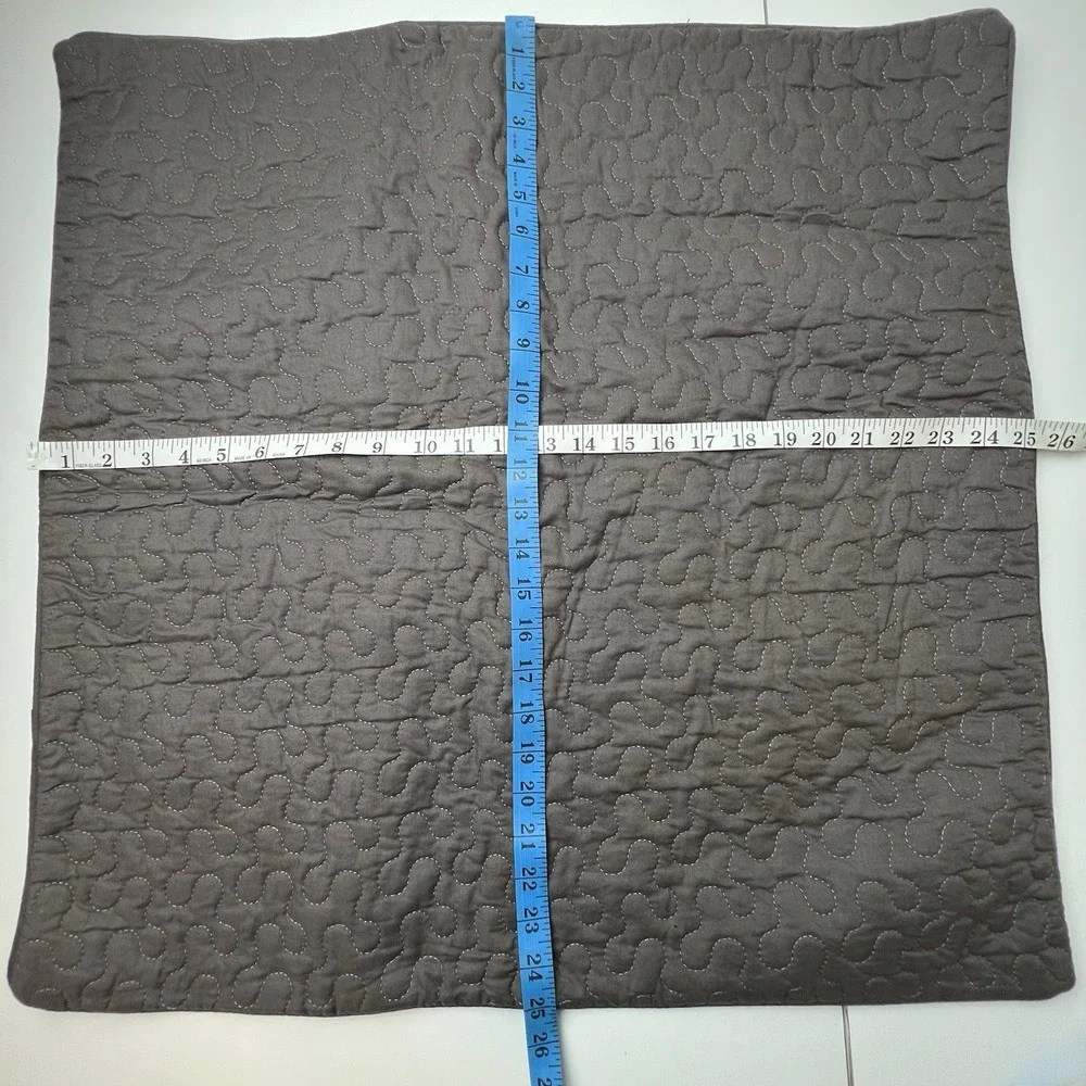 Ikea ALINA Cushion Pillow Covers x 2 Gray Quilted Zip Close Euro Shams 25 x 25